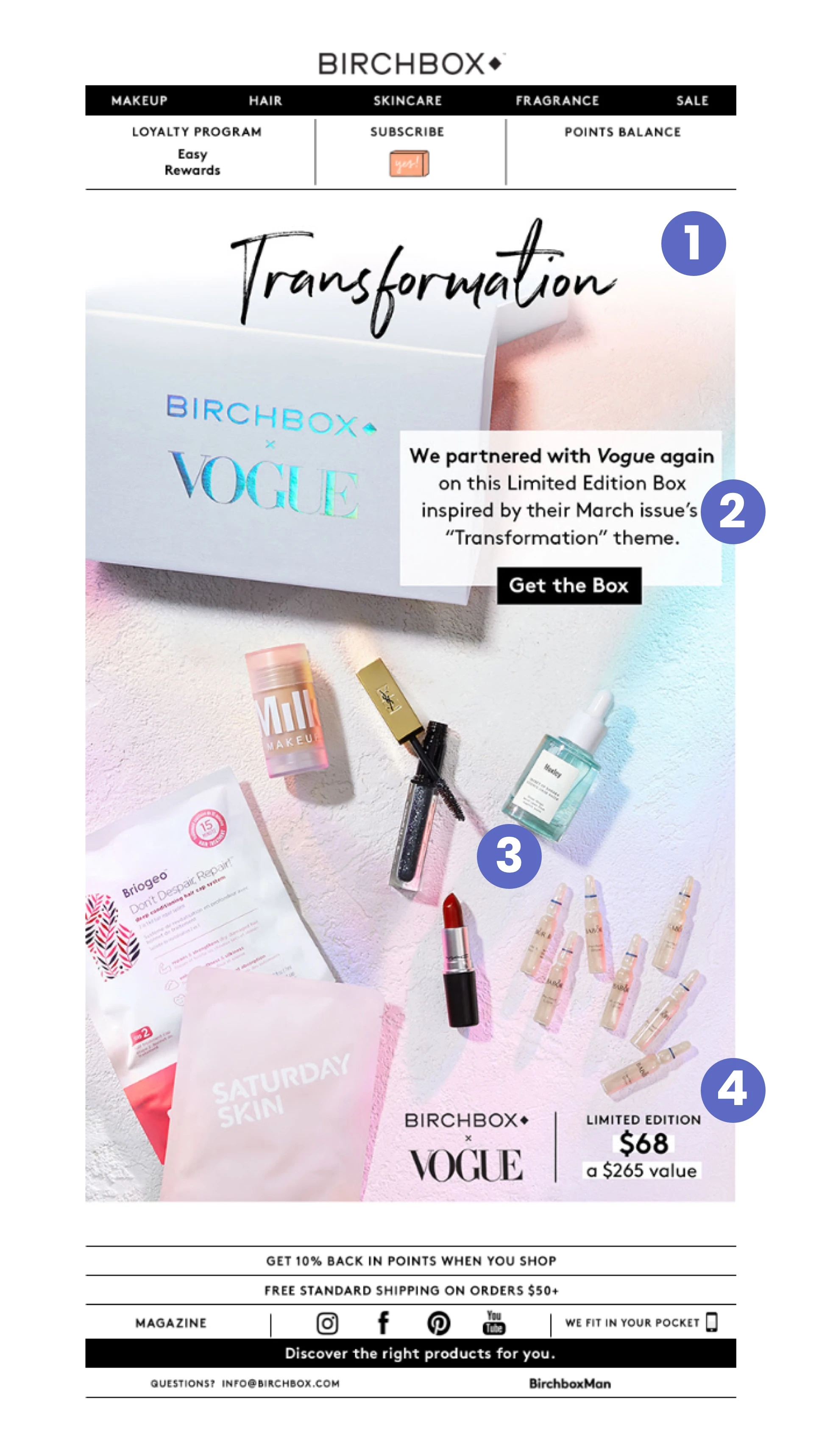 Un exemple d'e-mail marketing de Birchbox