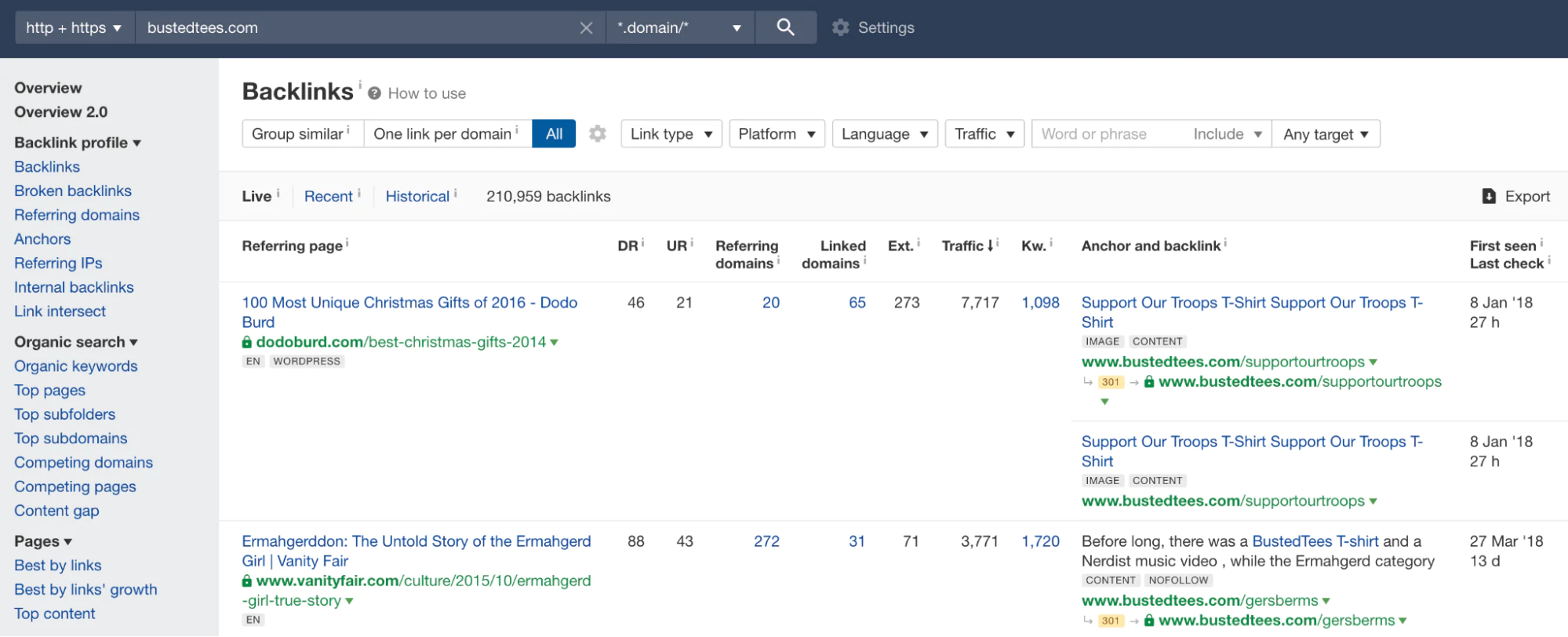 liste des backlinks ahrefs