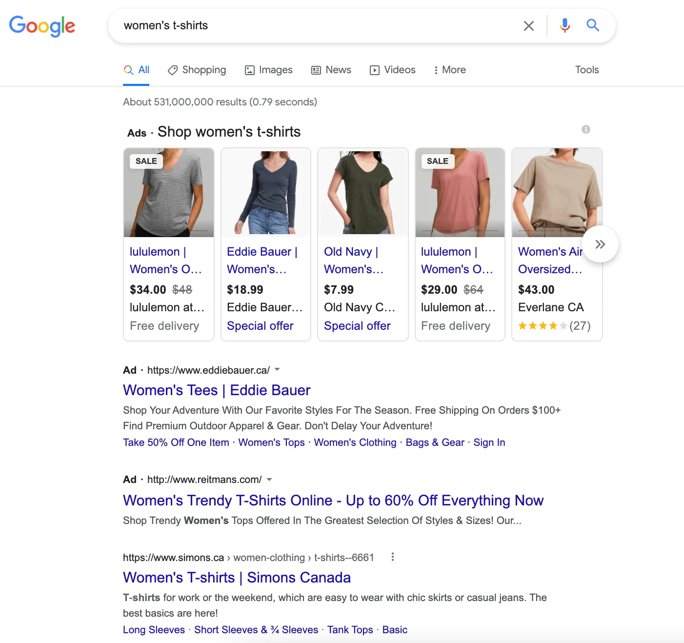 résultat de recherche google pour les t-shirts pour femmes