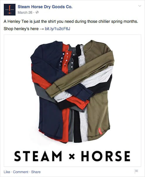 8. Simple But Effective Product CTA By Steam Horse On Facebook