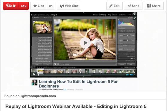 Lightroom webinar Pinterest pin