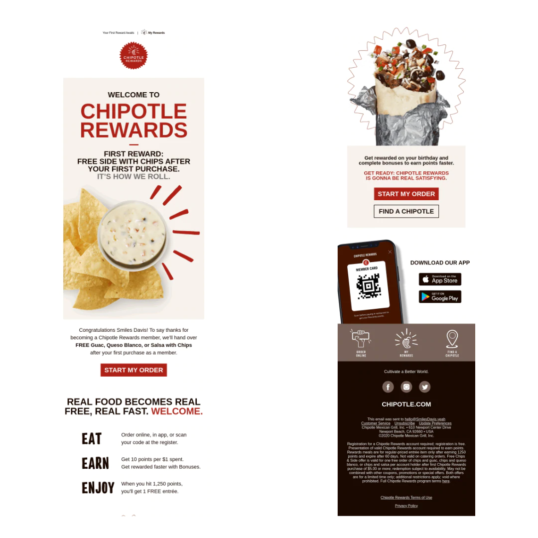 E-mail de bienvenue Chipotle