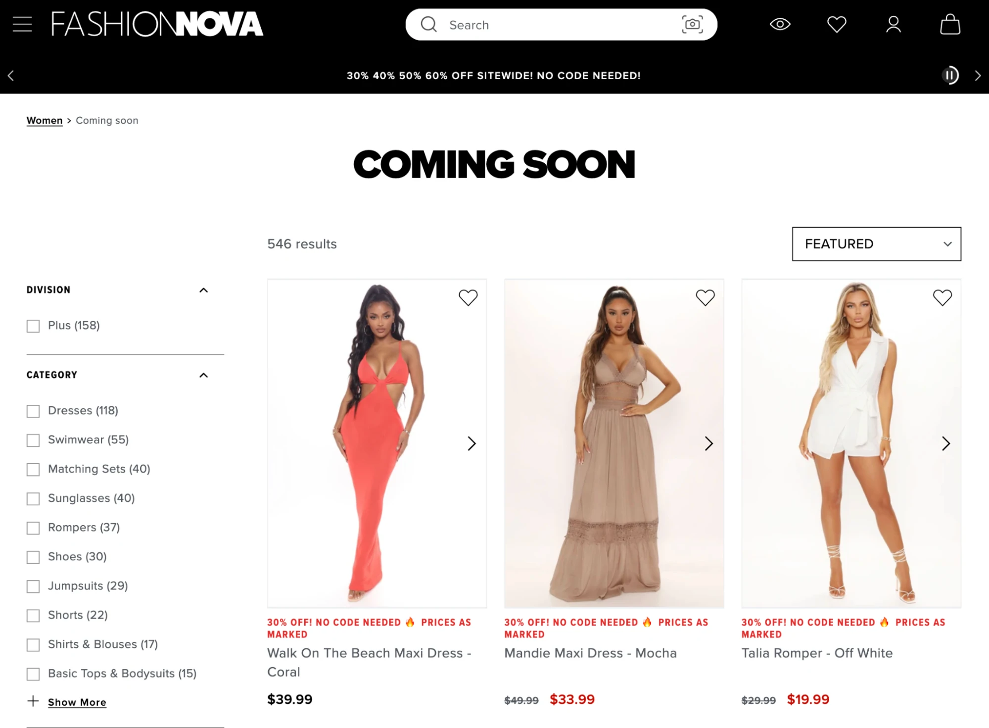 exemple de page fashion nova bientôt disponible