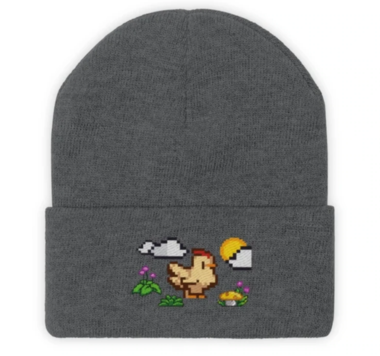 Topi beanie dengan ayam