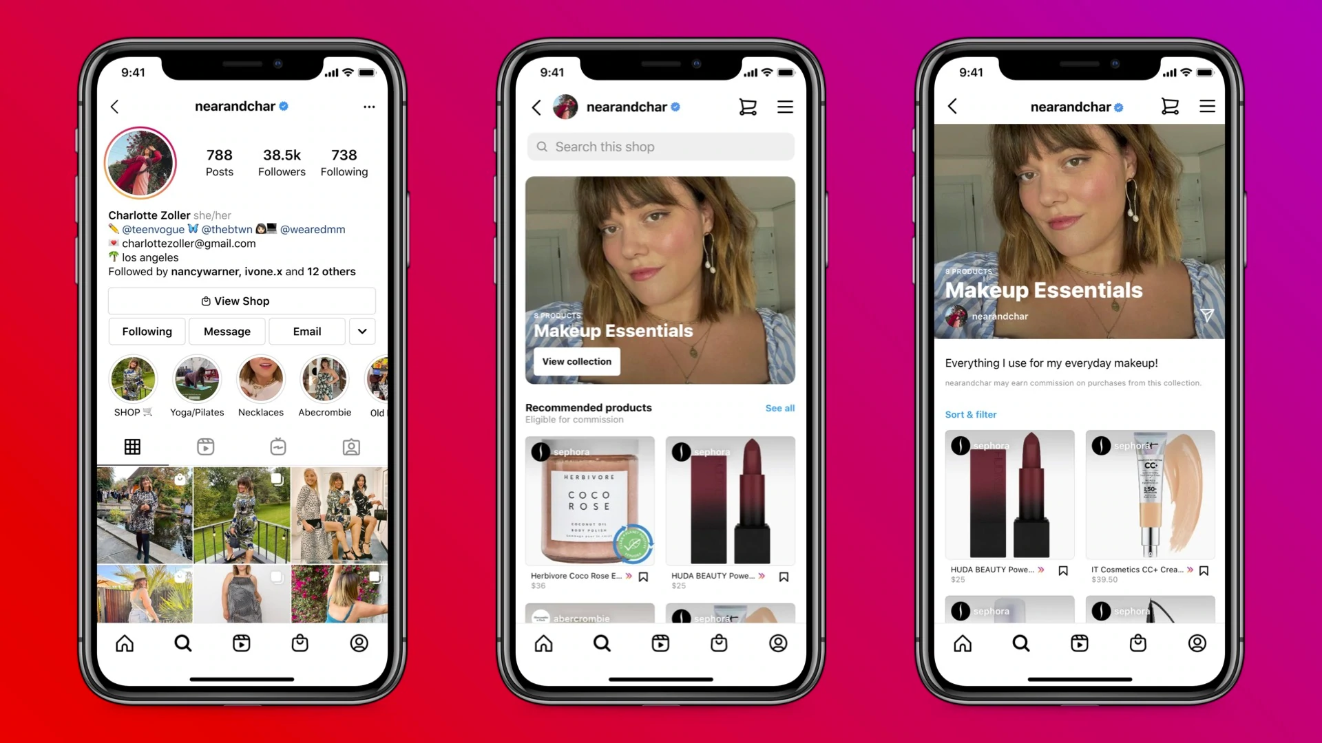 capture d'écran de la vitrine du marketing d'affiliation Instagram