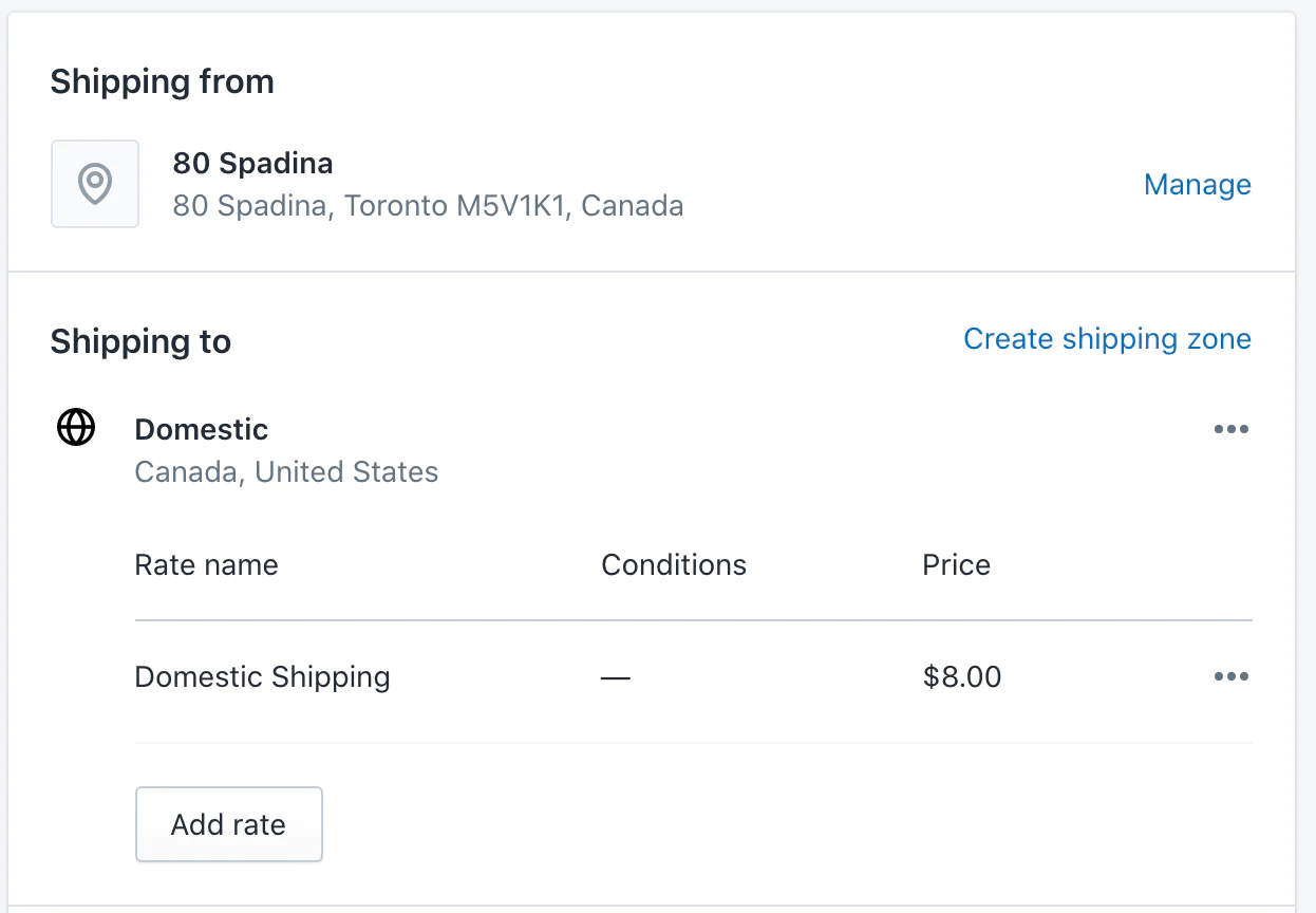 exemplo de envio shopify