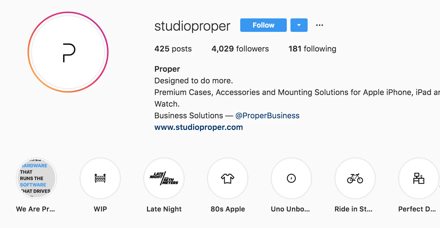 Studio corretto Instagram Bio