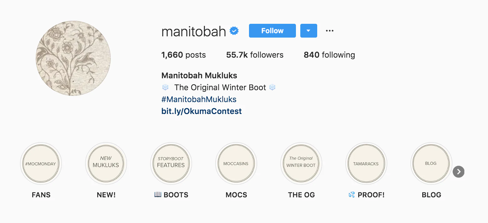 Biografia di Instagram di Manitobah Mukluks