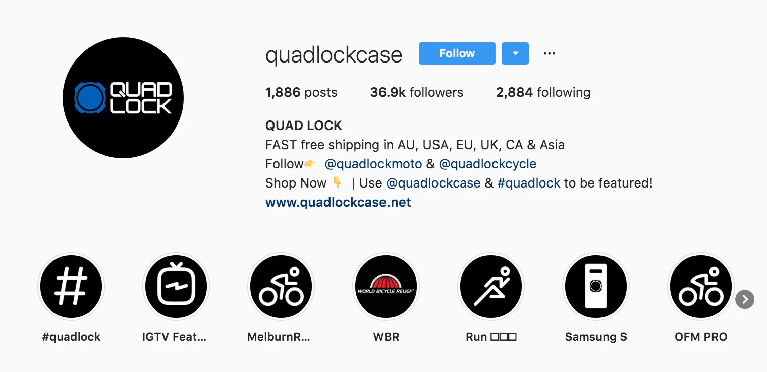 Biografia di Instagram di Quad Lock