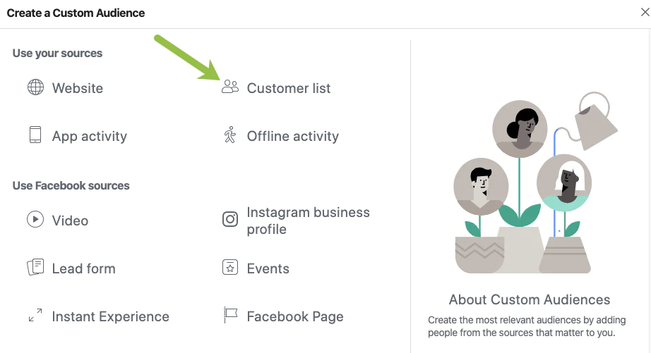 criar público personalizado do facebook a partir da lista de clientes