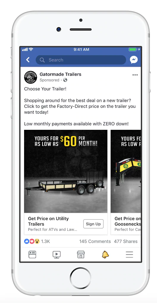 إعلانات Gatormade Trailers Facebook Ad