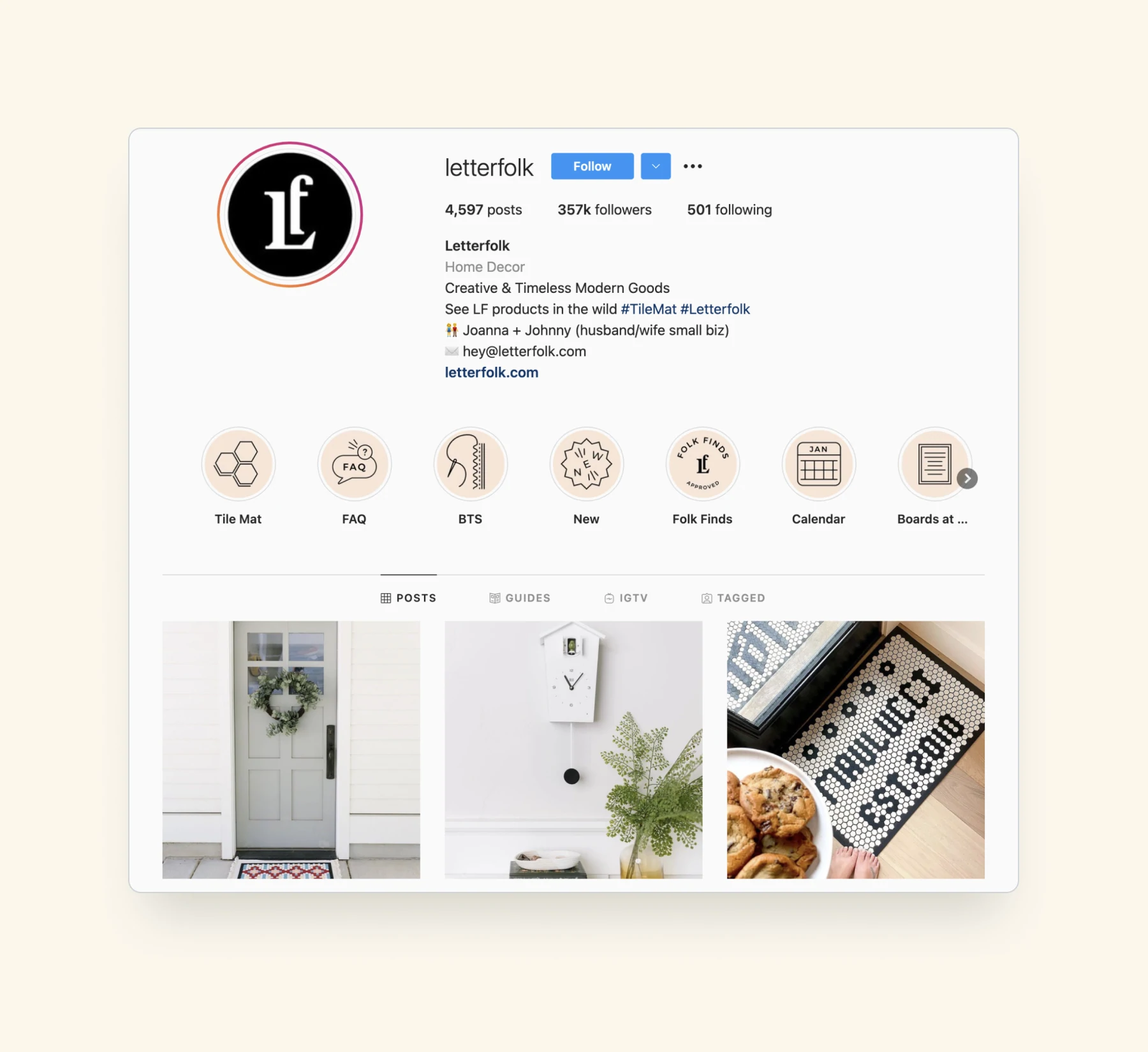 perdagangan sosial letterfolk di Instagram