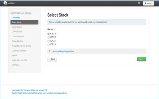 การเลือกสแต็กใน Hadoop Ambari