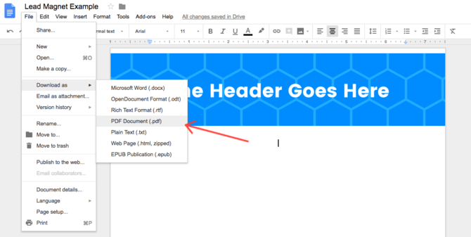 creare un PDF in Google Docs