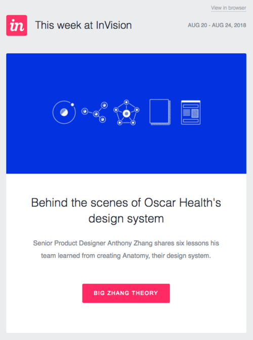 Esempio di newsletter InVision