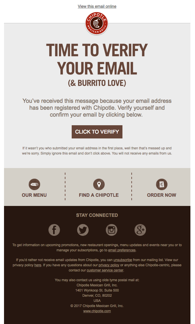 exemplo de e-mail marketing chipotle