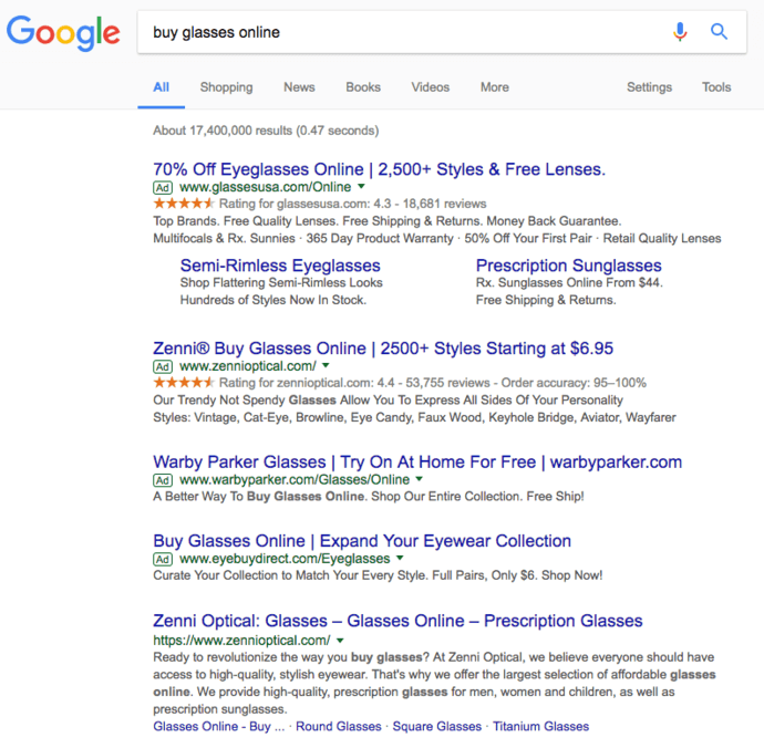 Exemple Google AdWords