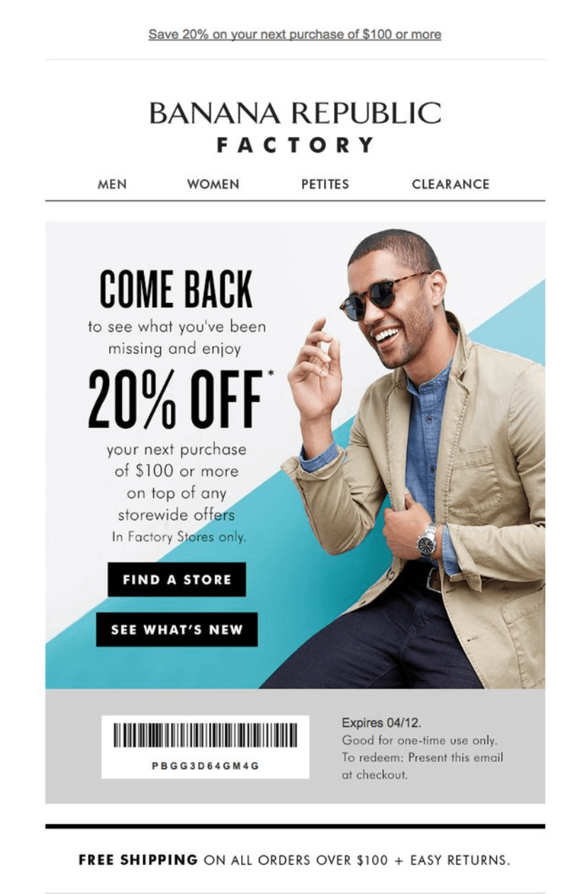 Exemple de marketing du cycle de vie client de Banana Republic