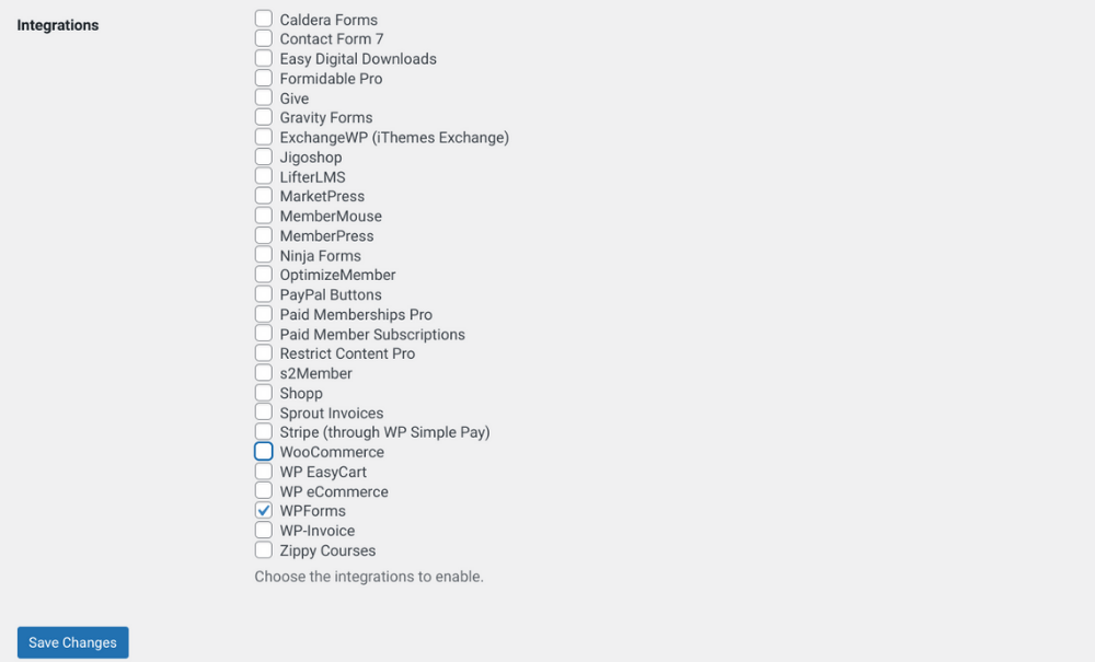 Integrate WPForms