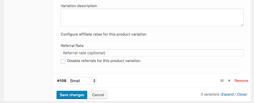 WooCommerce variation rates