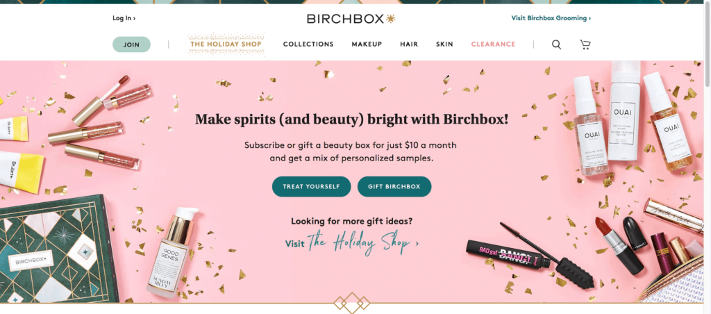 Headline example (Birchbox)