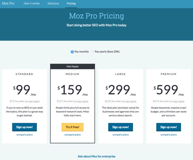 หน้าราคา Moz