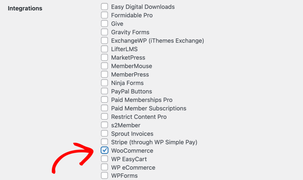 Choose WooCommerce integration in AffiliateWP settings