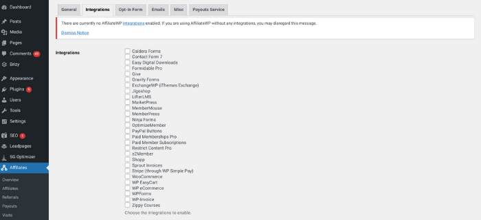 การตั้งค่าโปรแกรมพันธมิตร WordPress ด้วยการบูรณาการ