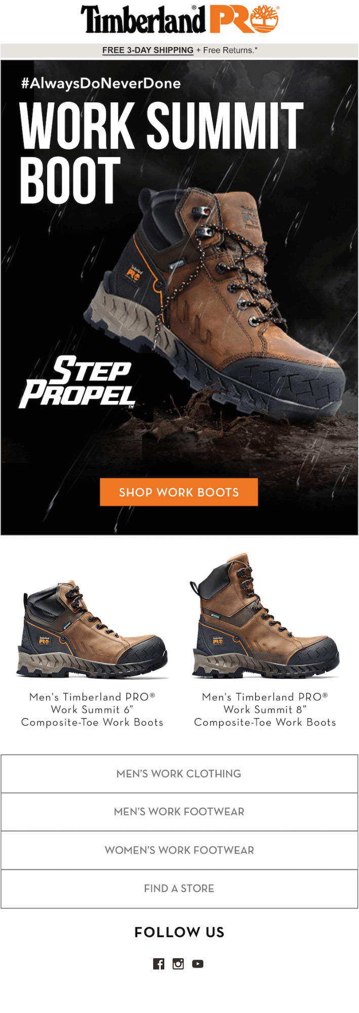 Exemple Timberland de contenu dynamique dans les e-mails