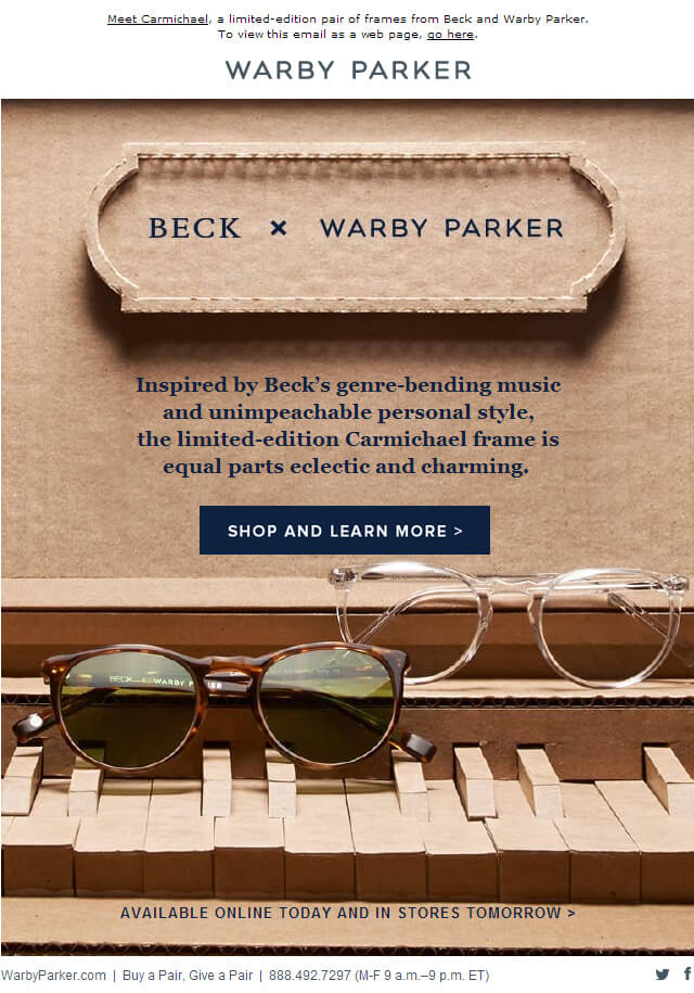 Warby Parker 发布电子邮件