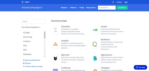 Ecommerce integrations for ActiveCampaign