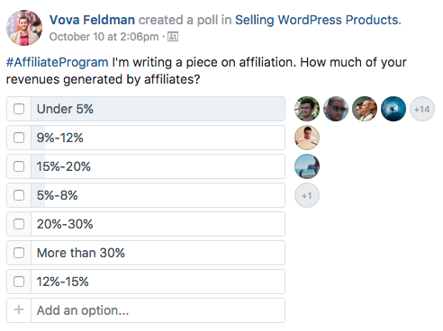 WordPress製品の販売に関する世論調査Facebookグループ