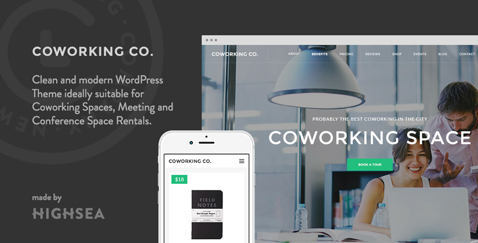 Coworking Co. — Тема WordPress для креативного пространства