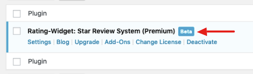 WP Admin Plugin List 上的 Beta 標籤
