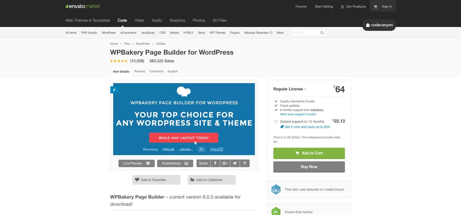 CodeCanyon上のWordPress用のWPBakeryページビルダー