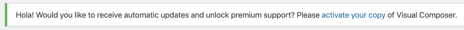 Visual Composer WP 관리자 공지
