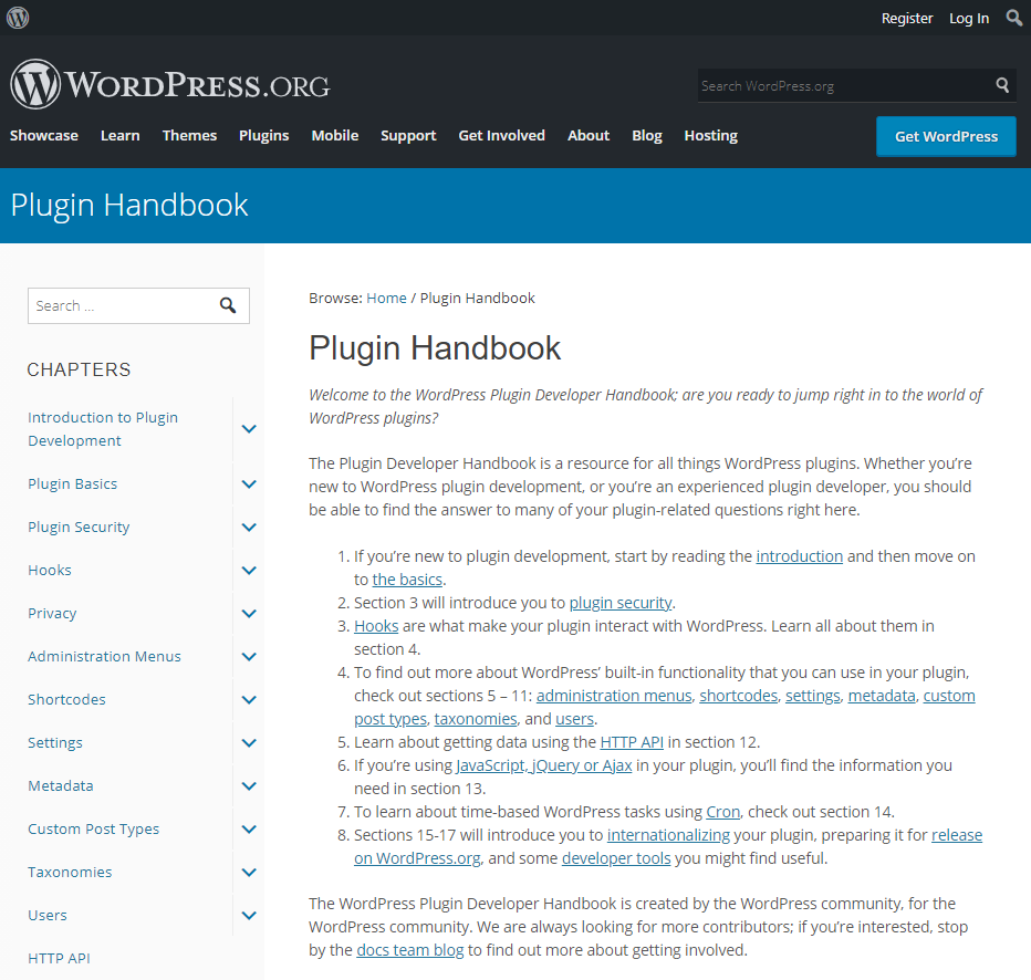 Manual para desarrolladores de complementos de WordPress