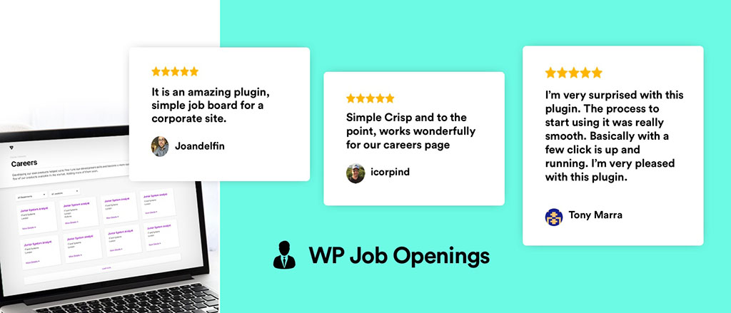 WP Job Openings 플러그인에 대한 긍정적인 리뷰 쇼케이스