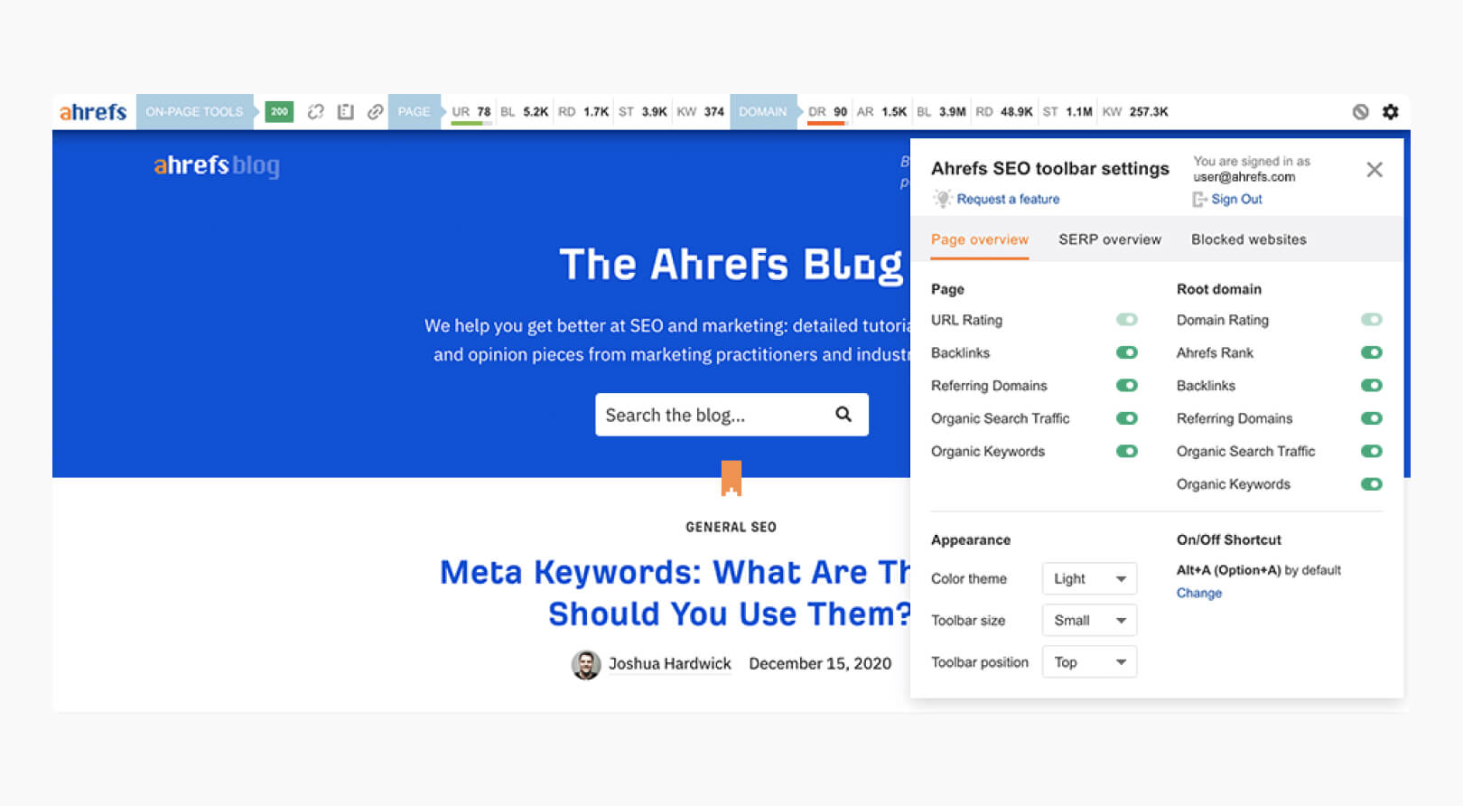 Ahrefs SEO Toolbar