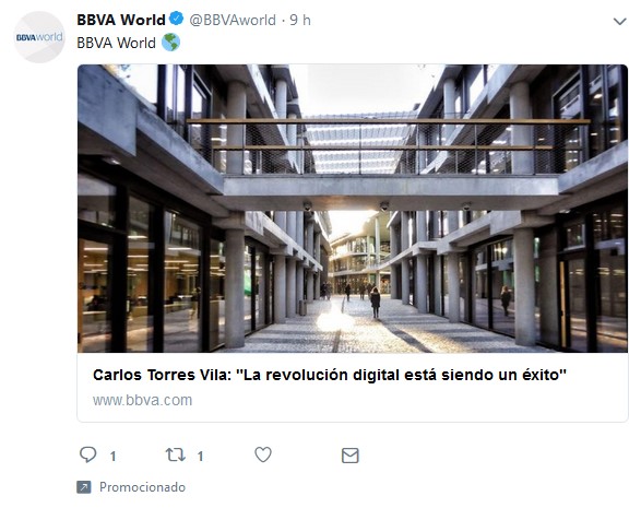 Anuncio en Twitter de BBVA.