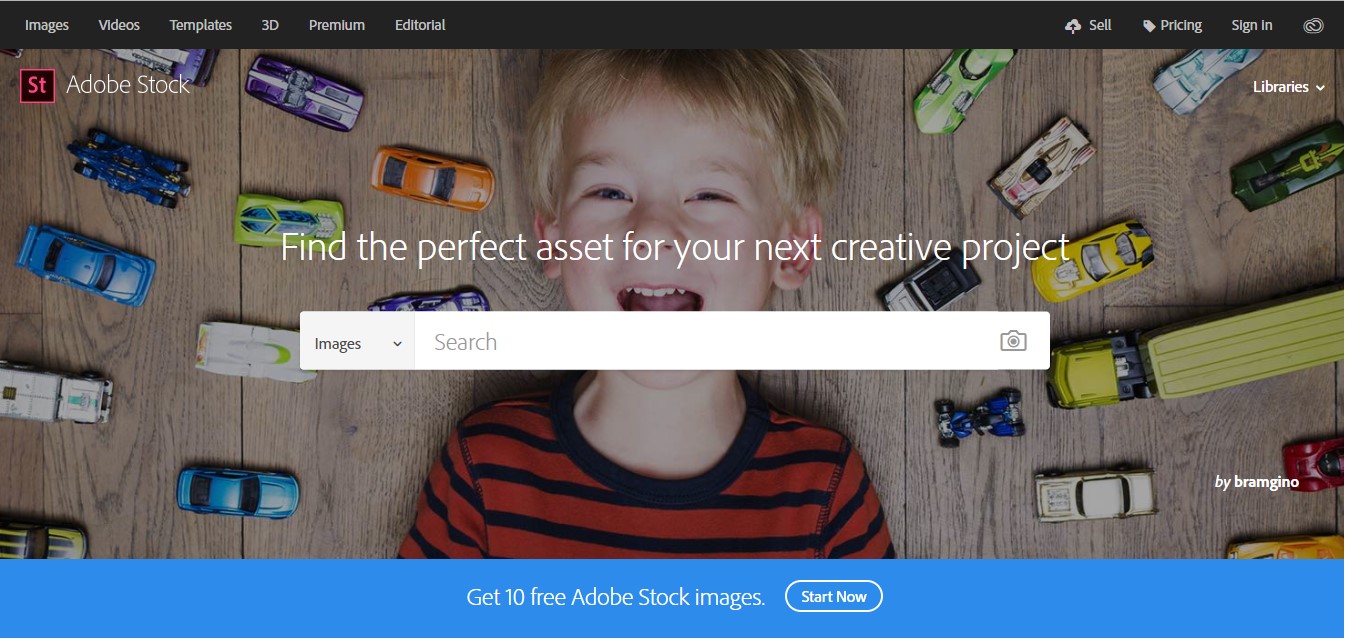 Pagina web de Adobe Stock.