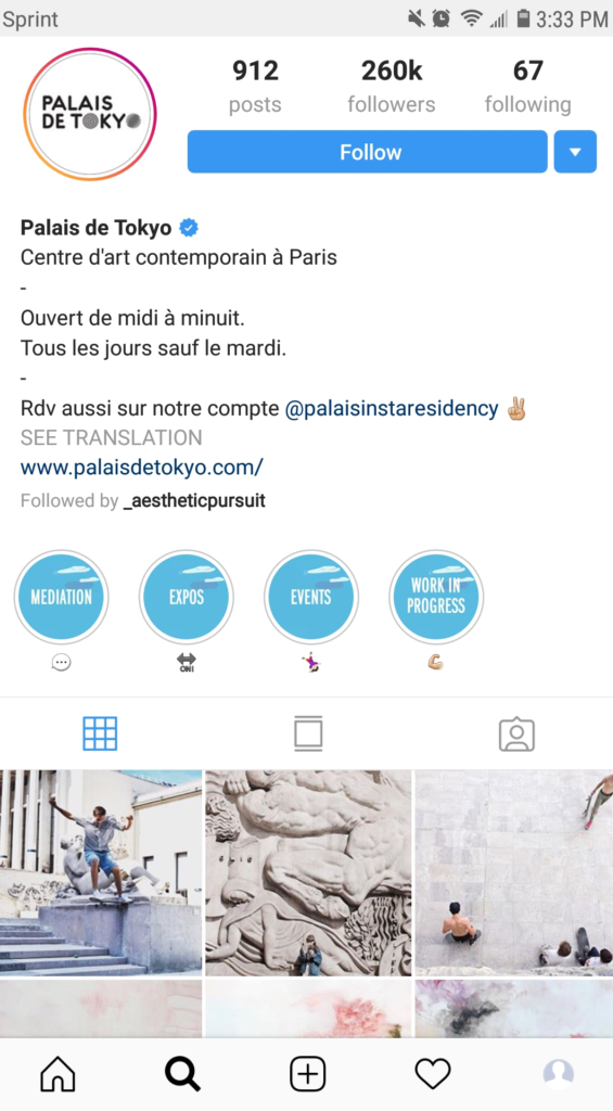 Halaman Instagram Palais de Tokyo