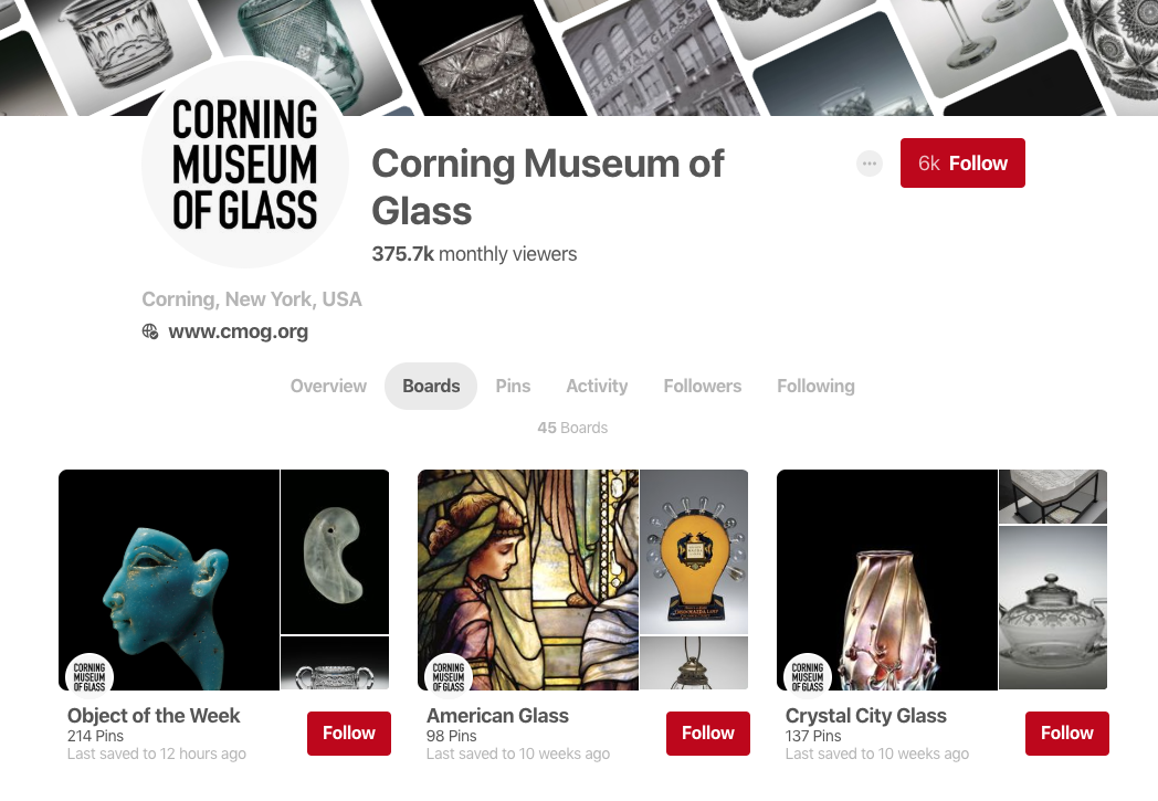 profil pinterest kaca museum corning