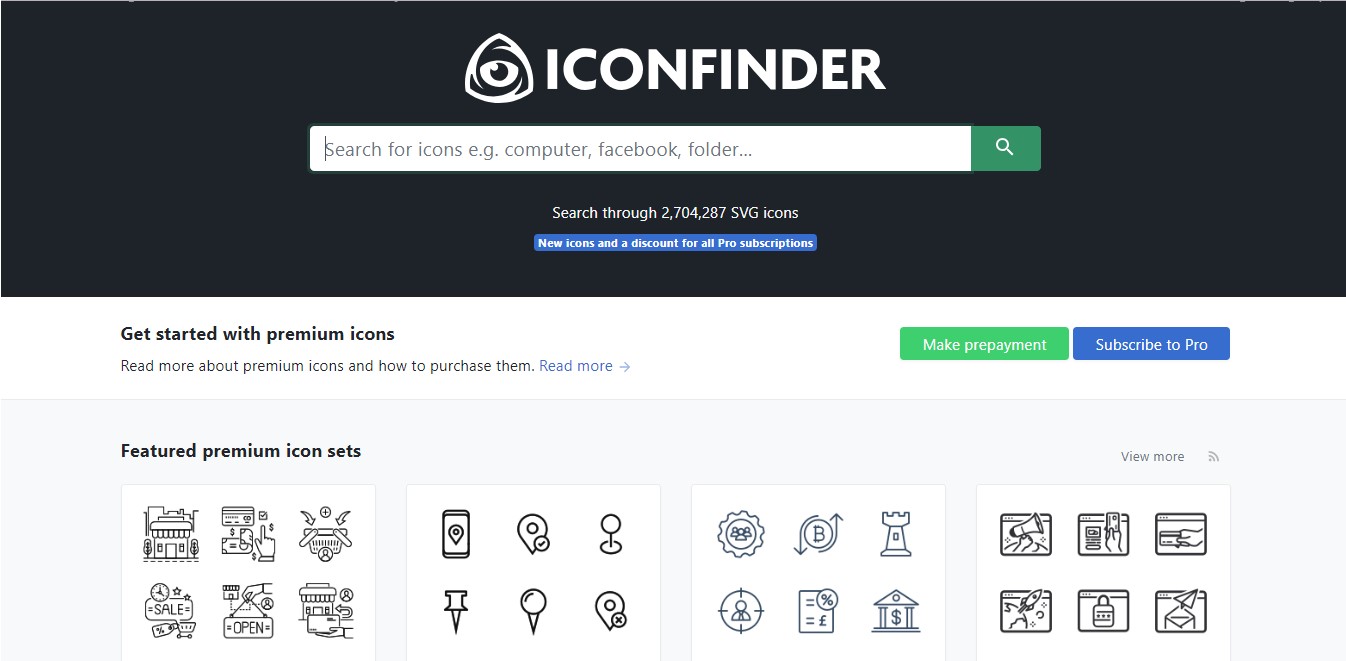 Pagina web de Iconfinder.