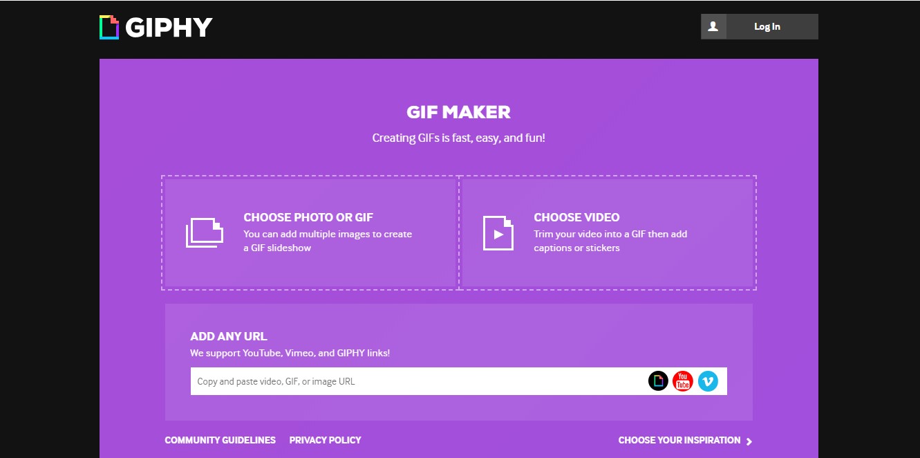 Pagina web de Giphy