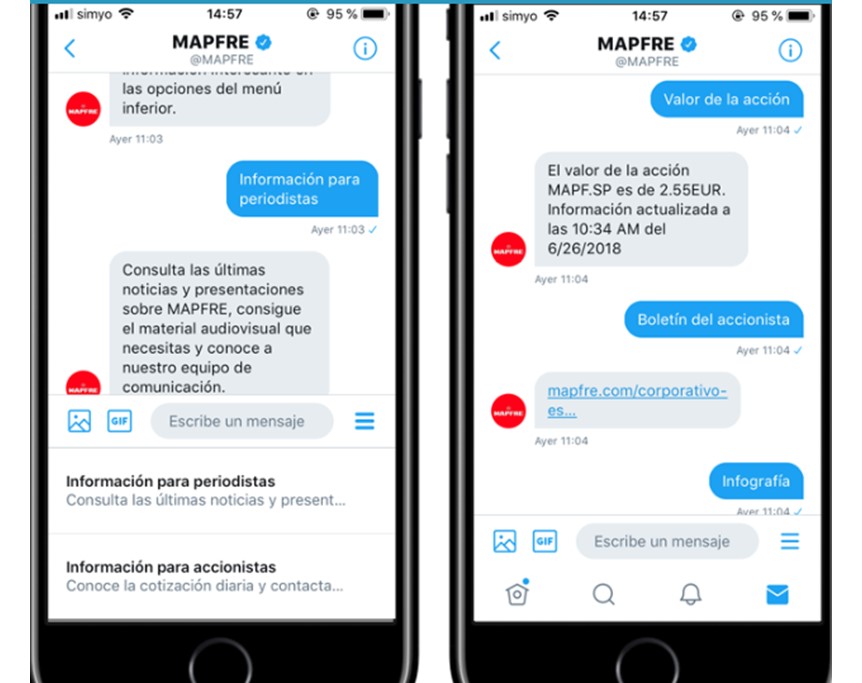 Chatbot i Twitter de Mapfre.