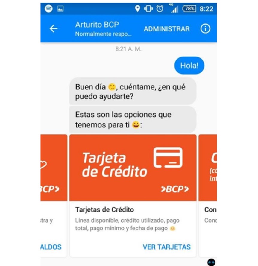 Chatbot del banco BCP.