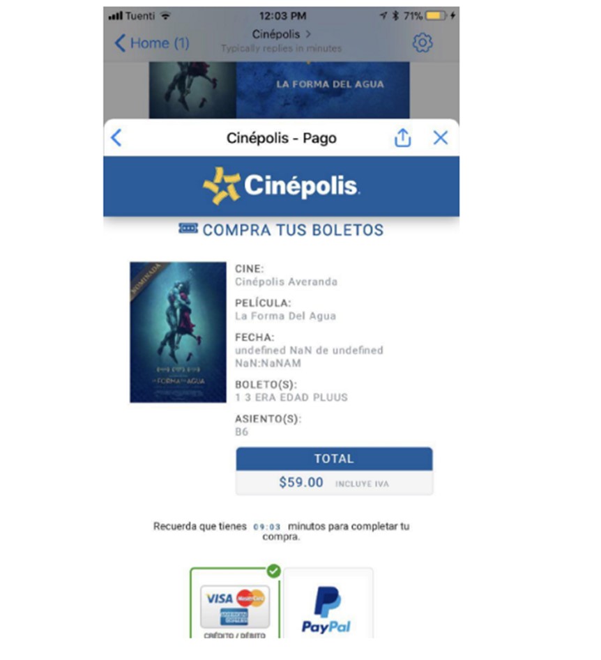 Chatbot de Cinepolis.