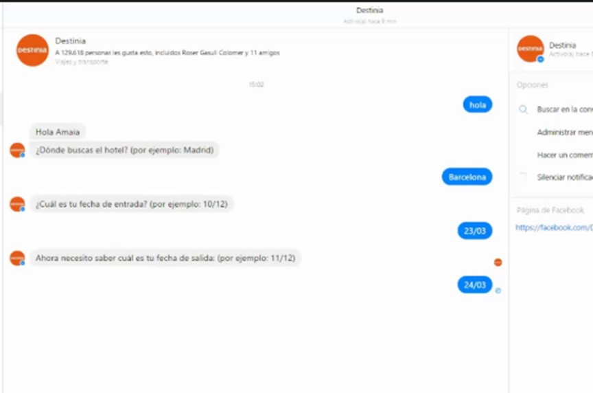 Chatbot Destinia