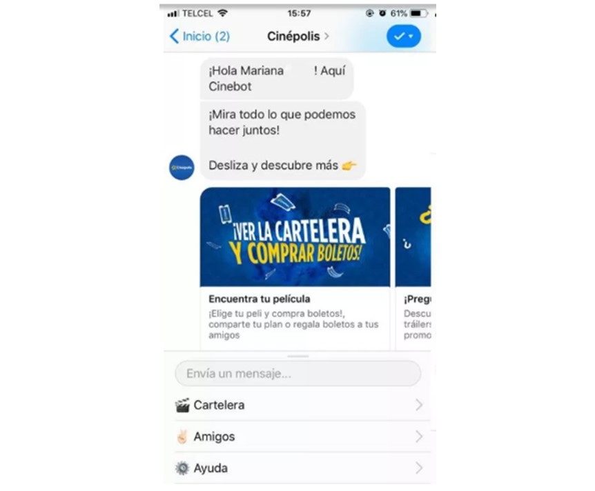 Chatbot de Cinepolis.